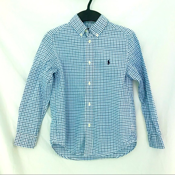Ralph Lauren Boys Blue Gingham Button Down - Picture 1 of 9